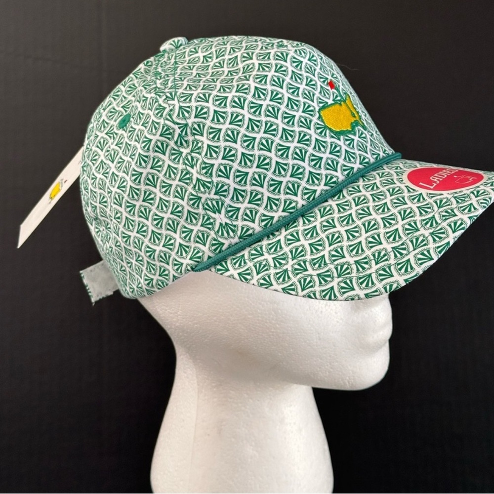2025 Masters White with Green Patterned Golf Hat with Embroidered Logo NWT - Picture 2 of 7